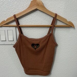 PLAYBOY Brown Ribbed Crop Top